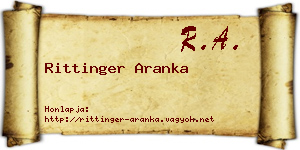 Rittinger Aranka névjegykártya